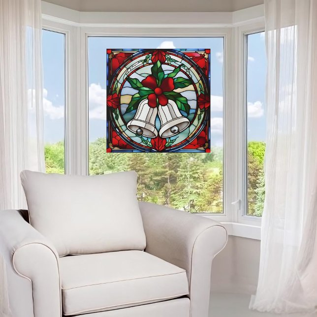 Silver Bells Rotes Ribbon Imitate gestanzt Glas Fensteraufkleber (Von Creator hochgeladen)