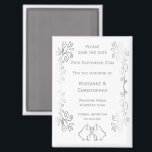 Silver Bells Scroll Design Wedding Save the Date Magnet<br><div class="desc">Hochzeit speichern Sie das Design der Datums-Magneten Glocken. Passen Sie diese silberfarbene Hochzeit an,  speichern Sie den Datums-Magneten mit Ihren Hochzeitsdetails. Wenn Sie Hilfe bei der Anpassung benötigen,  kontaktieren Sie uns über den Link auf dieser Seite. Silberfarben Glocken Design personalisierte Hochzeit speichern den Datums Magneten</div>