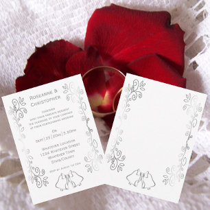 Silver Bells Scrollwork Design Wedding Einladung
