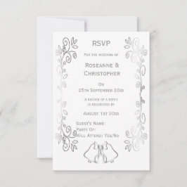 Silver Bells Scrollwork Design Wedding RSVP Karte