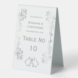 Silver Bells Scrollwork Design Wedding Tischaufsteller