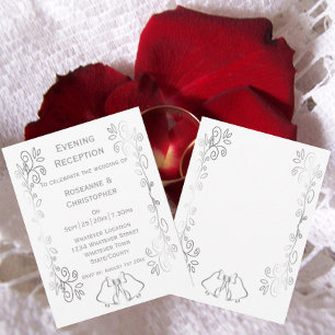 Silver Bells Scrollwork Hochzeitsempfang Einladung