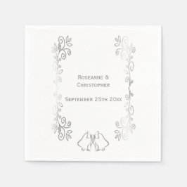 Silver Bells Scrollwork Hochzeitsempfang Serviette