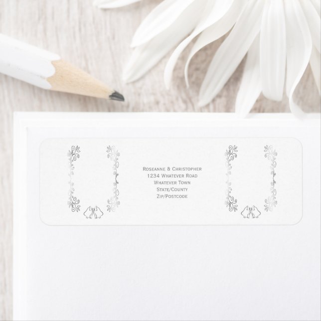 Silver Bells Scrollwork Wedding Rücksendeadresse (Insitu)