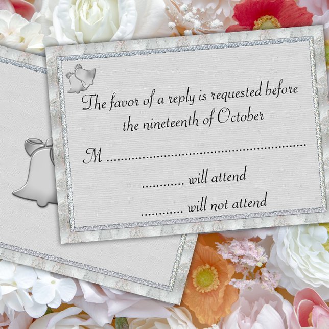 Silver Bells Wedding RSVP Karte (Von Creator hochgeladen)