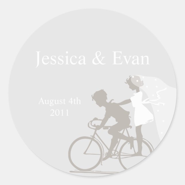 Silver Bicycle Couple Wedding Sticker (Vorderseite)