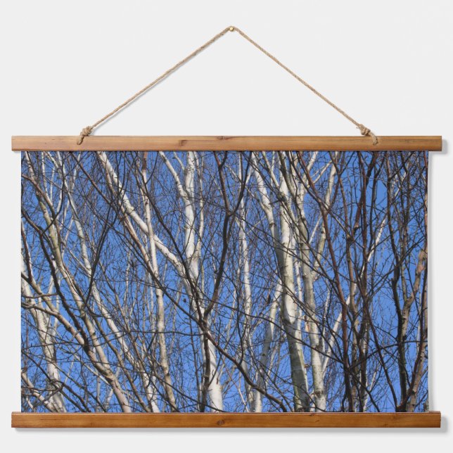 Silver Birch Branches Wandteppich Mit Holzrahmen (Vorne)