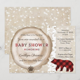 Silver Birch Kariert Winter Baby Dusche für Jungen Einladung