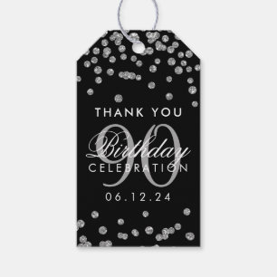Silver Black 90 Geburtstag Vielen Dank Glitzer Geschenkanhänger