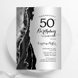 Silver Black Agate 50. Geburtstag Einladung<br><div class="desc">Schwarz und Silber agate 50. Geburtstagsfeier Einladung. Elegantes modernes Design mit Gestein-Marmorgeode Hintergrund,  Imitate Glitzer Silber und Typografie Drehbuch Schriftart. Die trendige Einladungskarte eignet sich perfekt für eine stilvolle Damenfeier. Gedruckte Zazzle Einladungen oder Sofortdownload digitalen druckbaren Vorlage.</div>