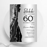 Silver Black Agate Überraschung 60. Geburtstag Einladung<br><div class="desc">Schwarz und Silber überrascht 60. Geburtstagsfeier Einladung. Elegantes modernes Design mit agate Marmorgeode Hintergrund,  Imitate Glitzer Silber und Typografie Skript-Schriftart. Die trendige Einladungskarte eignet sich perfekt für eine stilvolle Damenfeier. Gedruckte Zazzle Einladungen oder Sofortdownload digitalen druckbaren Vorlage.</div>