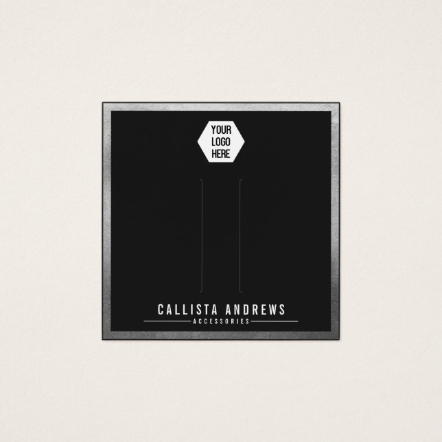 Silver Black Border Logo Hair Clips Display Card (Vorderseite)