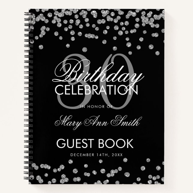 Silver Black Confetti 30e Anniversaire Livre d'or (Devant)