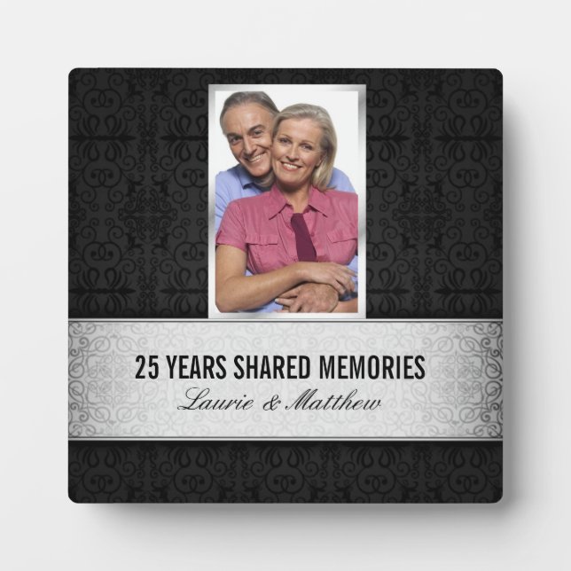 Silver Black Damask Foto Rahmen 25 Jahre alt (Vorderseite)