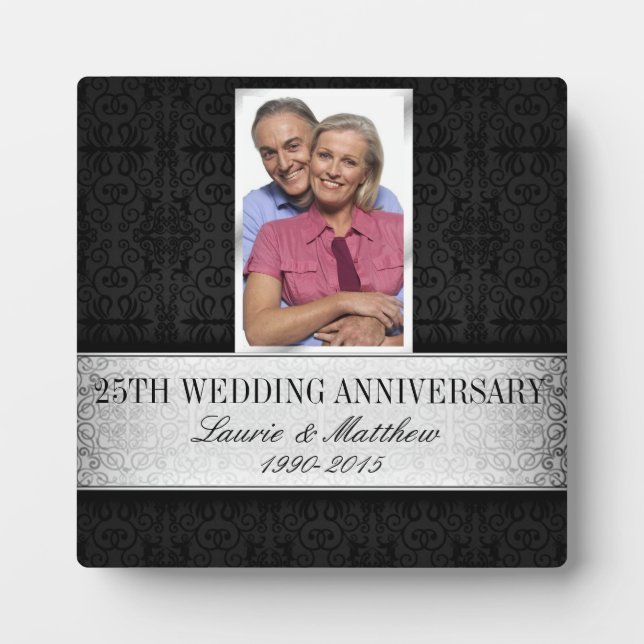 Silver Black Damask Foto Rahmen 25 Jahre alt (Vorderseite)