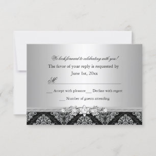 Silver & Black Damask UAWG RSVP Karte