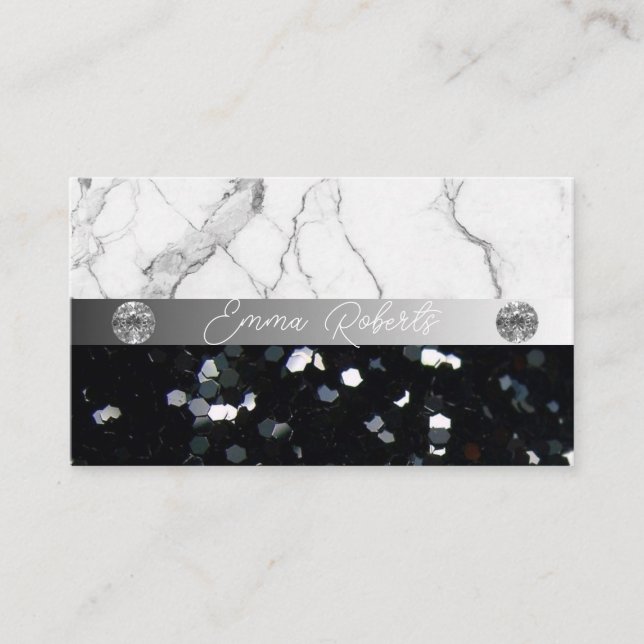 Silver Black Diamond Coach Business Card Visitenkarte (Vorderseite)