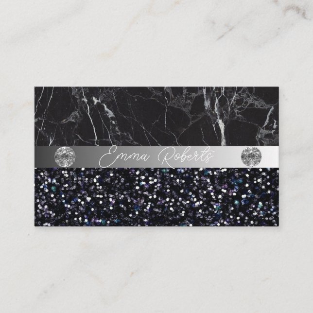 Silver Black Diamond Coach Business Card Visitenkarte (Vorderseite)