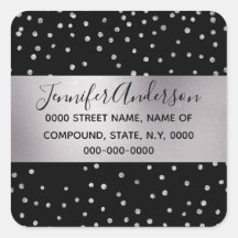 Silver Black Diamond Konfetti-Schimmer funkeln chi