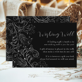 Silver Black Elegant Bloral Hochzeit wünschend gut Begleitkarte