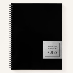 Silver Black Elegant Einfache Berufliche Bezeichnu Notizbuch