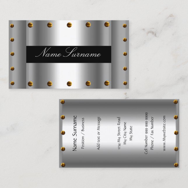 Silver Black Elegante Business Card Silver Black Visitenkarte (Vorne/Hinten)
