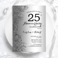 Silver Black Floral 25 Jahre