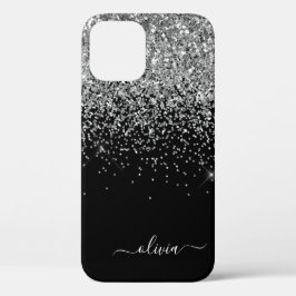 Silver Black Girl Glitzer Sparkle Monogram Name C Case-Mate iPhone Hülle
