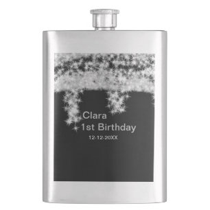 Silver black glitter add name birthday date year t flachmann