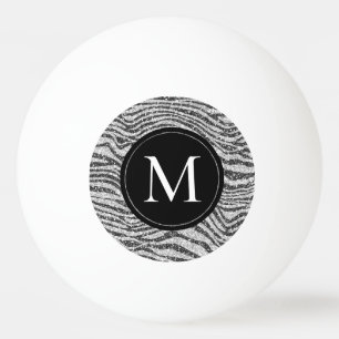 Silver Black Glitz Zebra Glitzer Monogram Tischtennisball