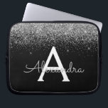 Silver Black Glitzer Glam Chic Monogram Laptopschutzhülle<br><div class="desc">Silver und Black Imitats Glitzer und sparkle Elegant Monogram Case. Dieser Fall kann so angepasst werden,  dass er Ihren Anfangs- und Vornamen enthält.</div>