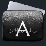 Silver Black Glitzer Glam Chic Monogram Laptopschutzhülle<br><div class="desc">Silver und Black Imitats Glitzer und sparkle Elegant Monogram Case. Dieser Fall kann so angepasst werden,  dass er Ihren Anfangs- und Vornamen enthält.</div>