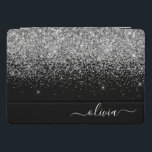 Silver Black Glitzer Script Monogram Girenname iPad Pro Cover<br><div class="desc">Silver und Black Imitats Foil Metallic Sparkle Glitzer Script Monogram Name Laptop Case. Das macht den perfekten 16 Geburtstag,  Hochzeit,  Brautparty,  Jubiläum,  Babydusche oder Junggeselinnen-Abschied Geschenk für jemanden,  der Lieben glamourösen Luxus und schicke Stile.</div>