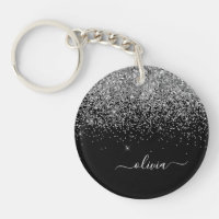 Silver Black Glitzer Script Monogram Girenname