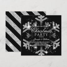 Silver & Black Glitzer Snowflake Weihnachten Weihn