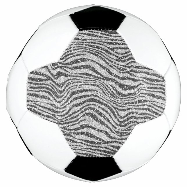 Silver Black Glitzy Zebra Print Glitzer          Fußball (Vorderseite)