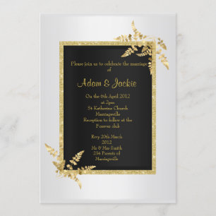 Silver Black Gold Blatt ELEGANT CLASSY WEDY Einladung