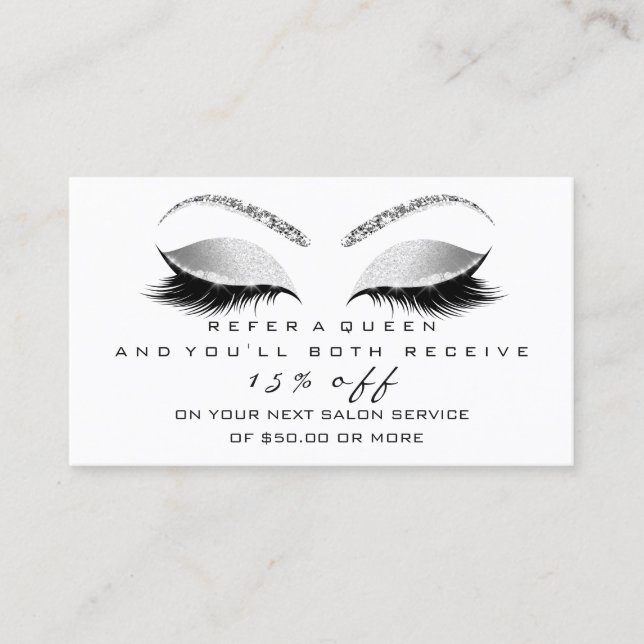 Silver Black Gray Lashes Empfehlungskarte (Vorderseite)