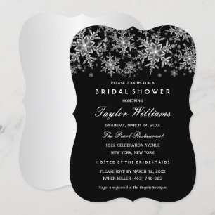 Silver Black Jewel Silver Snowflake Brautparty Einladung