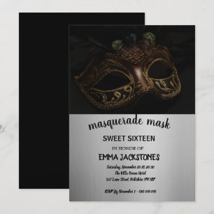Silver Black Masquerade Maske Sweet 16 15 Geburtst Einladung