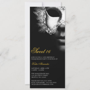 Silver Black Masquerade Sweet 16 Invitations d'ann