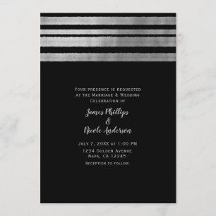 Silver & Black Modern Chic Elegante Hochzeit Einladung