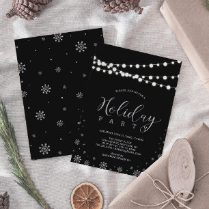 Silver & Black Moderne Firmen-Weihnachtsfeier Einladung