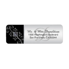 Silver Black Monogram Envelope Rücksendeadresse