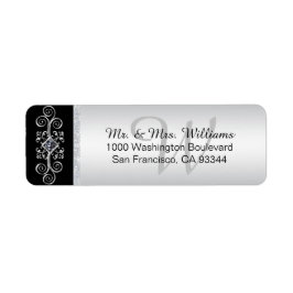 Silver Black Monogram Envelope Rücksendeadresse
