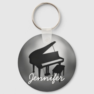Silver Black Piano Name Monogram Geschenk Schlüsselanhänger