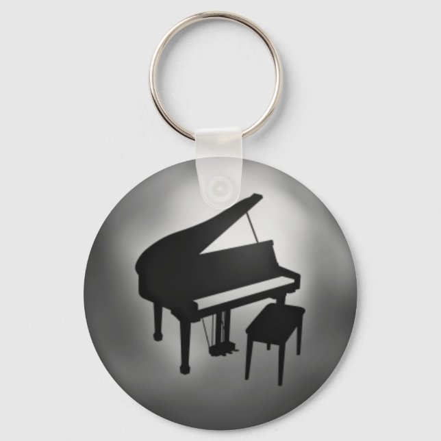 Silver Black Piano Student Geschenk Schlüsselanhän Schlüsselanhänger (Vorderseite)