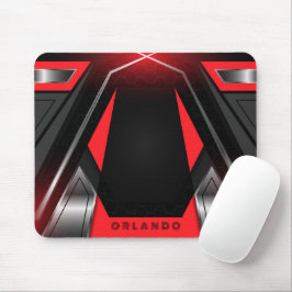 Silver, black, red geometric gaming monogram mousepad
