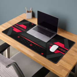 Silver, black, red geometric gaming monogram schreibtischunterlage