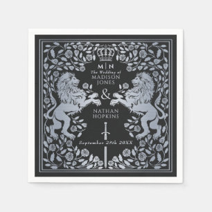 Silver Black Royal Lion Mittelalterliche Hochzeit Serviette